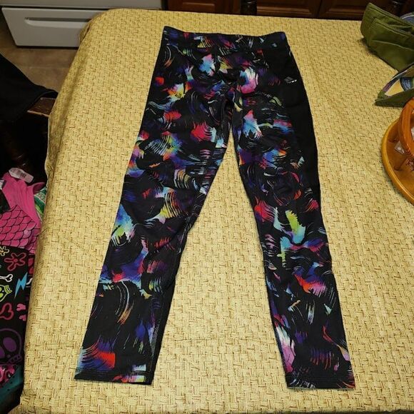 New Adidas Black Multi-Colored Leggings Size Girl's 10/12 - Picture 1 of 2